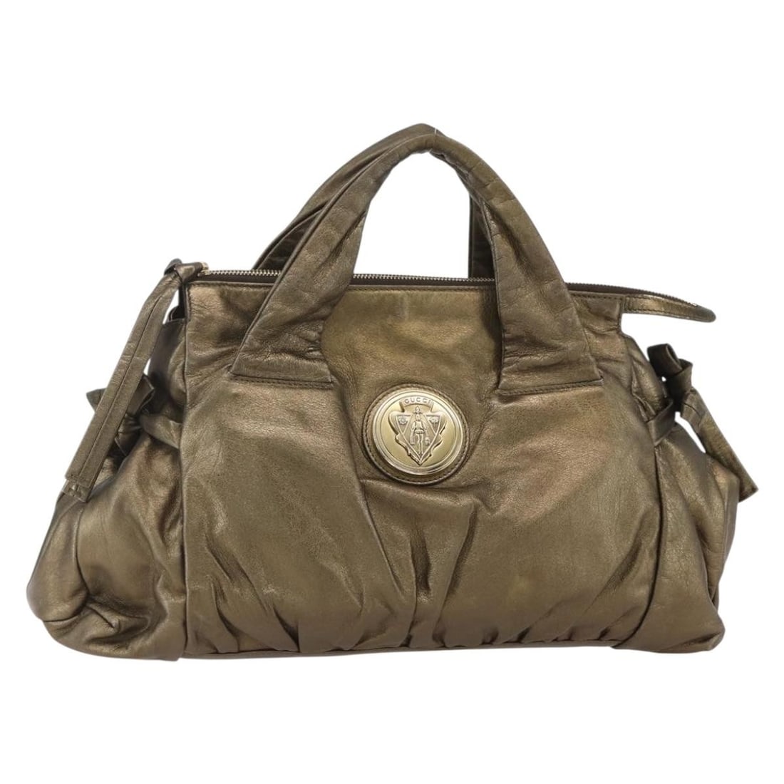 GUCCI Histeria Leather Hand Bag Gold Tone 197020 Authentic: GUCCI Histeria Leather Hand Bag Gold Tone 197020 Authentic This GUCCI Histeria Hand Bag combines elegant design and premium craftsmanship. Made in Italy from high-quality leather, it features a striki
