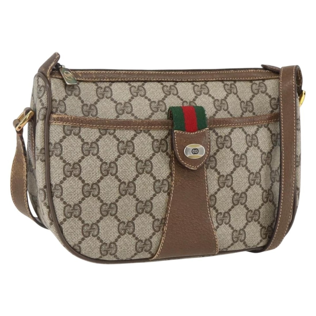 Beige Gold GG Supreme Web Sherry PVC Shoulder Bag Gucci 89 02 032: Beige Gold GG Supreme Web Sherry PVC Shoulder Bag Gucci 89 02 032 This is a Gucci GG Supreme Web Sherry Line shoulder bag crafted from beige and gold PVC leather with GG canvas. Designed in Italy, it 