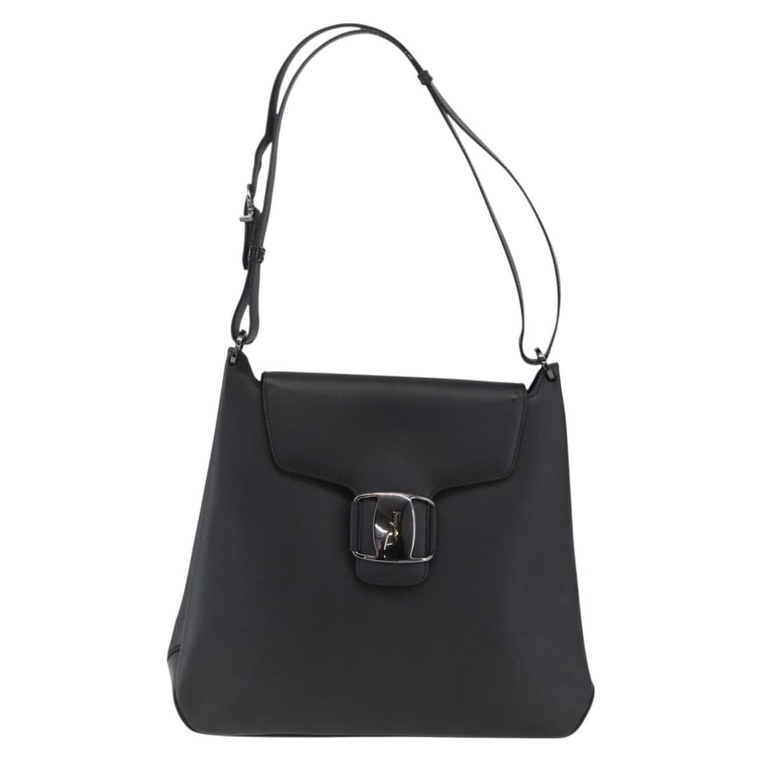 Vara Black Leather Shoulder Bag by Salvatore Ferragamo Italy: Vara Black Leather Shoulder Bag by Salvatore Ferragamo Italy This Salvatore Ferragamo Vara shoulder bag is crafted from black leather and designed for women. It features signature styling and practica