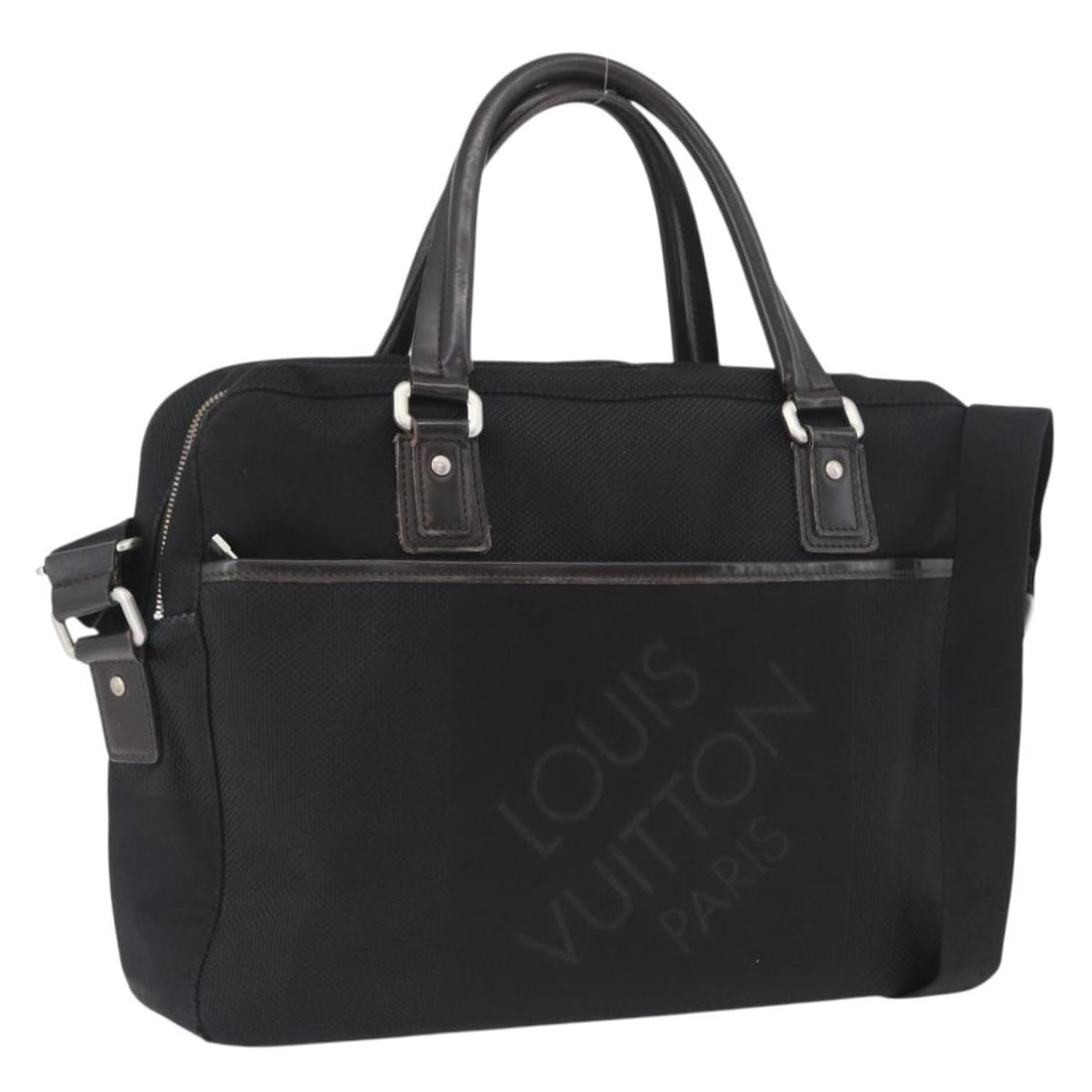 Damier Geant Yak Black Canvas 2way Business Bag with Strap M93082: Damier Geant Yak Black Canvas 2way Business Bag with Strap M93082 This is a Louis Vuitton Damier Geant Yak business bag in black (Noir), designed for versatile 2-way use with both handles and a detach