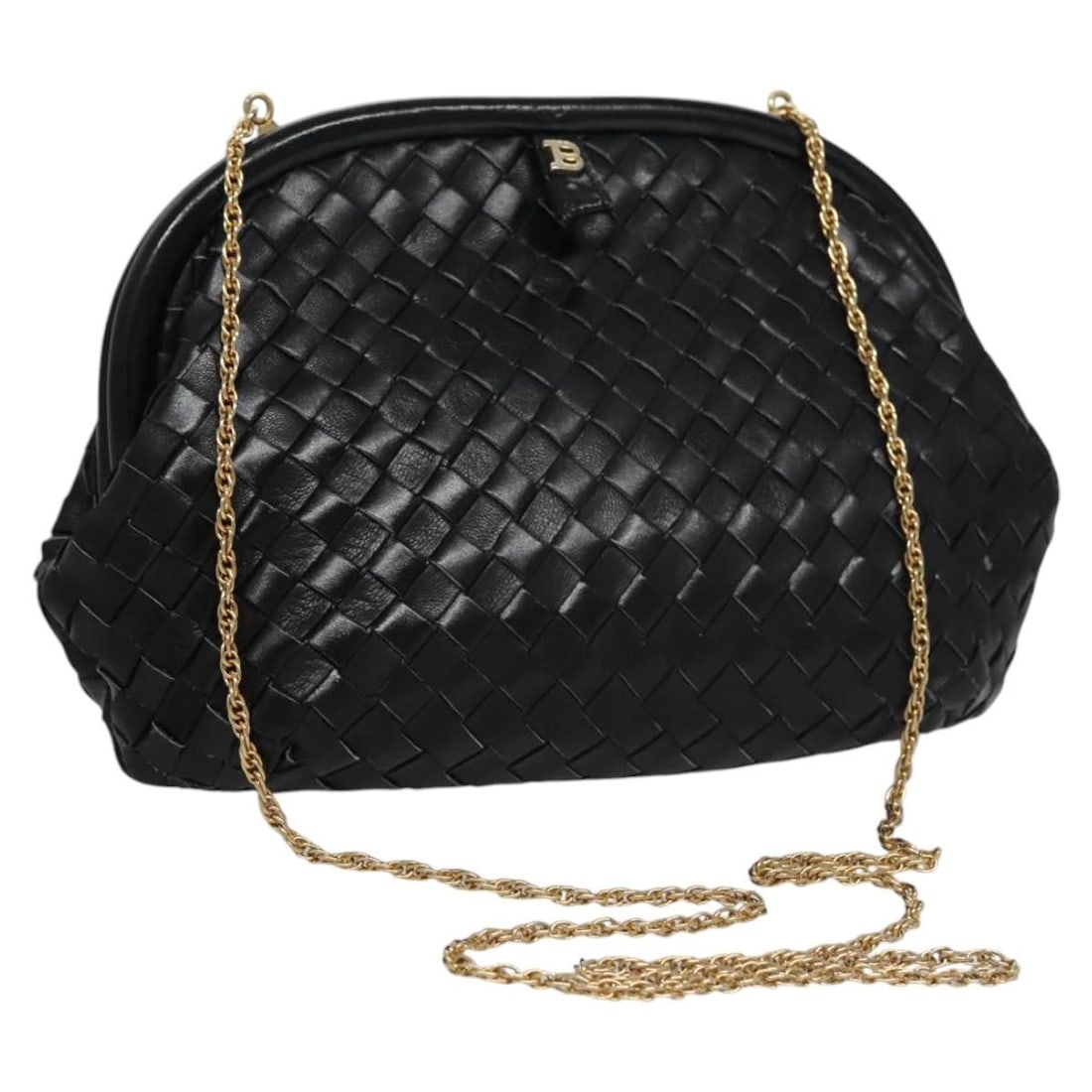 BALLY black leather shoulder bag Italy 9.8 x 6.7 x 1.2 inch: BALLY black leather shoulder bag Italy 9.8 x 6.7 x 1.2 inch This Bally chain shoulder bag is crafted from black leather and features a sleek, compact design. Made in Italy, the bag includes a chain sh