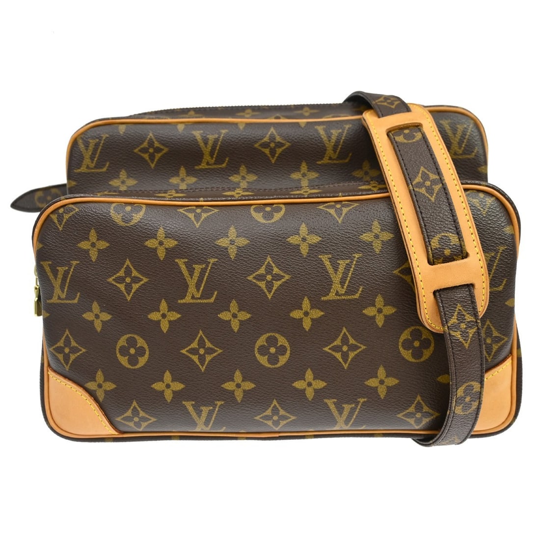 Louis Vuitton Nile Monogram Crossbody Bag M45244: Louis Vuitton Nile Monogram Crossbody Bag M45244 This Louis Vuitton Nile crossbody shoulder bag features the iconic Monogram canvas leather exterior with signature logo accents. Designed in a medium s