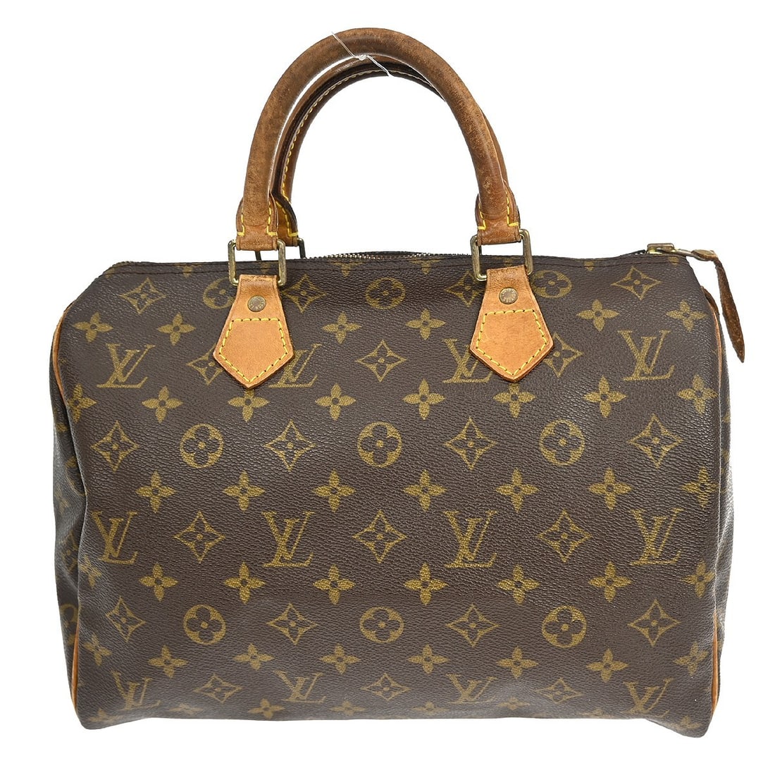 Louis Vuitton Speedy 30 Monogram Canvas Satchel Handbag: Louis Vuitton Speedy 30 Monogram Canvas Satchel Handbag This Louis Vuitton Speedy 30 handbag features the classic monogram canvas exterior with beige double leather handles and a zip closure. The bag 