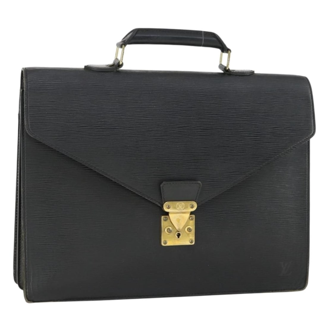 Black Epi Leather Serviette Conseiller Briefcase by Louis Vuitton M54422: Black Epi Leather Serviette Conseiller Briefcase by Louis Vuitton M54422 This Louis Vuitton Epi Serviette Conseiller briefcase is crafted in durable black Epi leather and features a structured silhoue