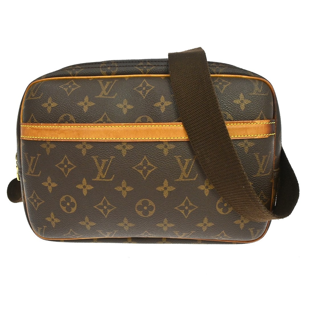 Louis Vuitton Reporter PM Monogram Crossbody Bag M45254: Louis Vuitton Reporter PM Monogram Crossbody Bag M45254 This Louis Vuitton Reporter PM Messenger Shoulder Bag features the iconic Monogram canvas leather exterior with brown crossbody strap and adjust