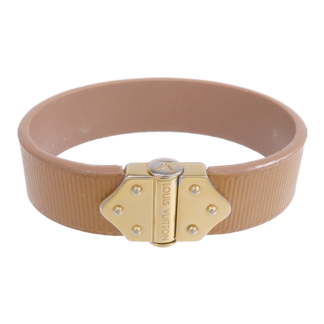 Louis Vuitton Epi Brown Calfskin Gold Tone Bracelet M6680 for Women: Louis Vuitton Epi Brown Calfskin Gold Tone Bracelet M6680 for Women This Louis Vuitton bracelet features brown Epi calfskin leather, designed for women. The bracelet showcases the brand's signature st