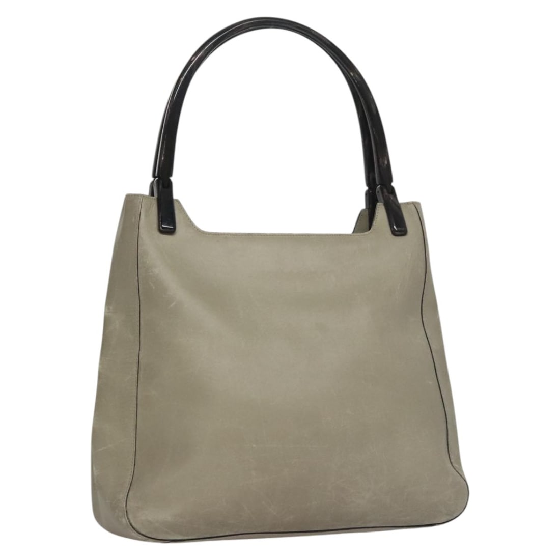 Prada Shoulder Bag Gray and Dark Brown Leather Italy: Prada Shoulder Bag Gray and Dark Brown Leather Italy This PRADA shoulder bag is crafted from leather in a sophisticated gray and dark brown color scheme. Designed for women, the bag features a structu