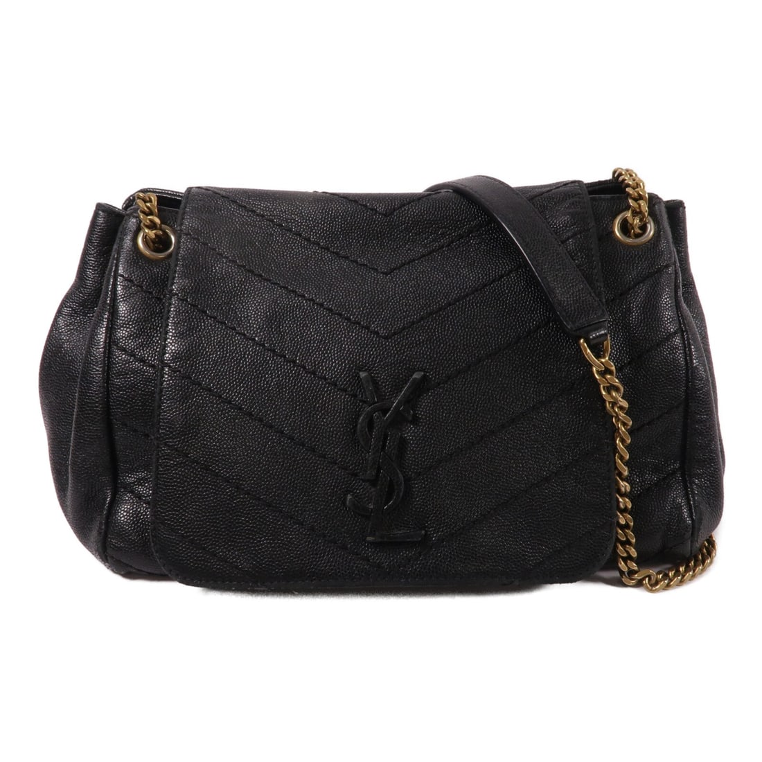 Yves Saint Laurent Nolita Black Lambskin Shoulder Bag: Yves Saint Laurent Nolita Black Lambskin Shoulder Bag This Yves Saint Laurent Nolita shoulder bag is crafted from luxurious lambskin leather in black. Designed for women, it features a classic shoulde