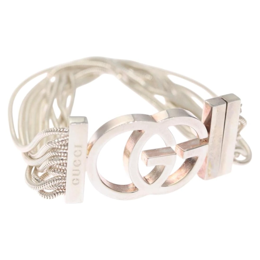Gucci Women's Silver Interlocking Motif Bracelet 6.7 Inch Italy: Gucci Women's Silver Interlocking Motif Bracelet 6.7 Inch Italy This authentic GUCCI Interlocking Bracelet is crafted from Ag925 silver and designed for women. Made in Italy, it features a total lengt
