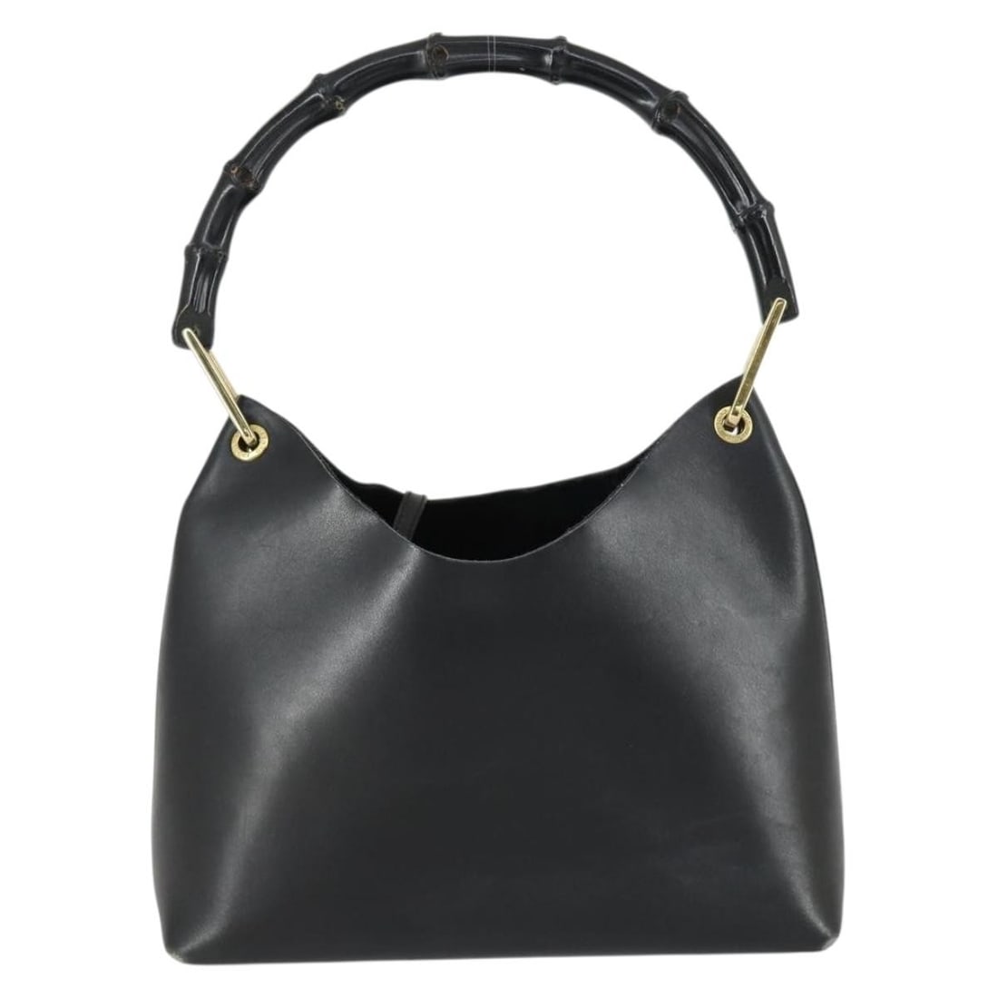 Gucci Bamboo leather black gold shoulder bag with pouch: Gucci Bamboo leather black gold shoulder bag with pouch This GUCCI Bamboo Shoulder Bag is crafted from black leather with gold-tone accents, offering a classic and elegant look. Designed for women, it