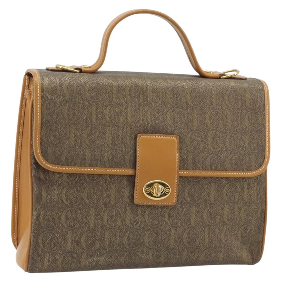 Beige and Gold Canvas Leather GUCCI Handbag for Women: Beige and Gold Canvas Leather GUCCI Handbag for Women This GUCCI handbag is crafted from beige and gold canvas with leather accents. Designed for women, it features a spacious interior with a handle d