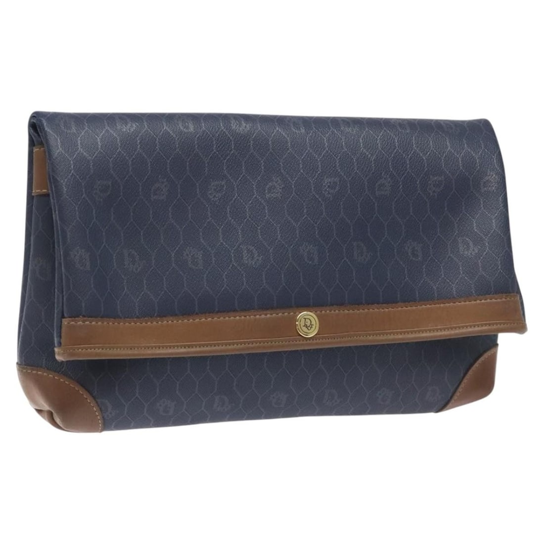 Honeycomb Canvas Navy Clutch Bag by Christian Dior PVC Leather: Honeycomb Canvas Navy Clutch Bag by Christian Dior PVC Leather This Christian Dior clutch bag features the iconic honeycomb canvas with PVC leather accents in a navy color. Designed for women, it offe