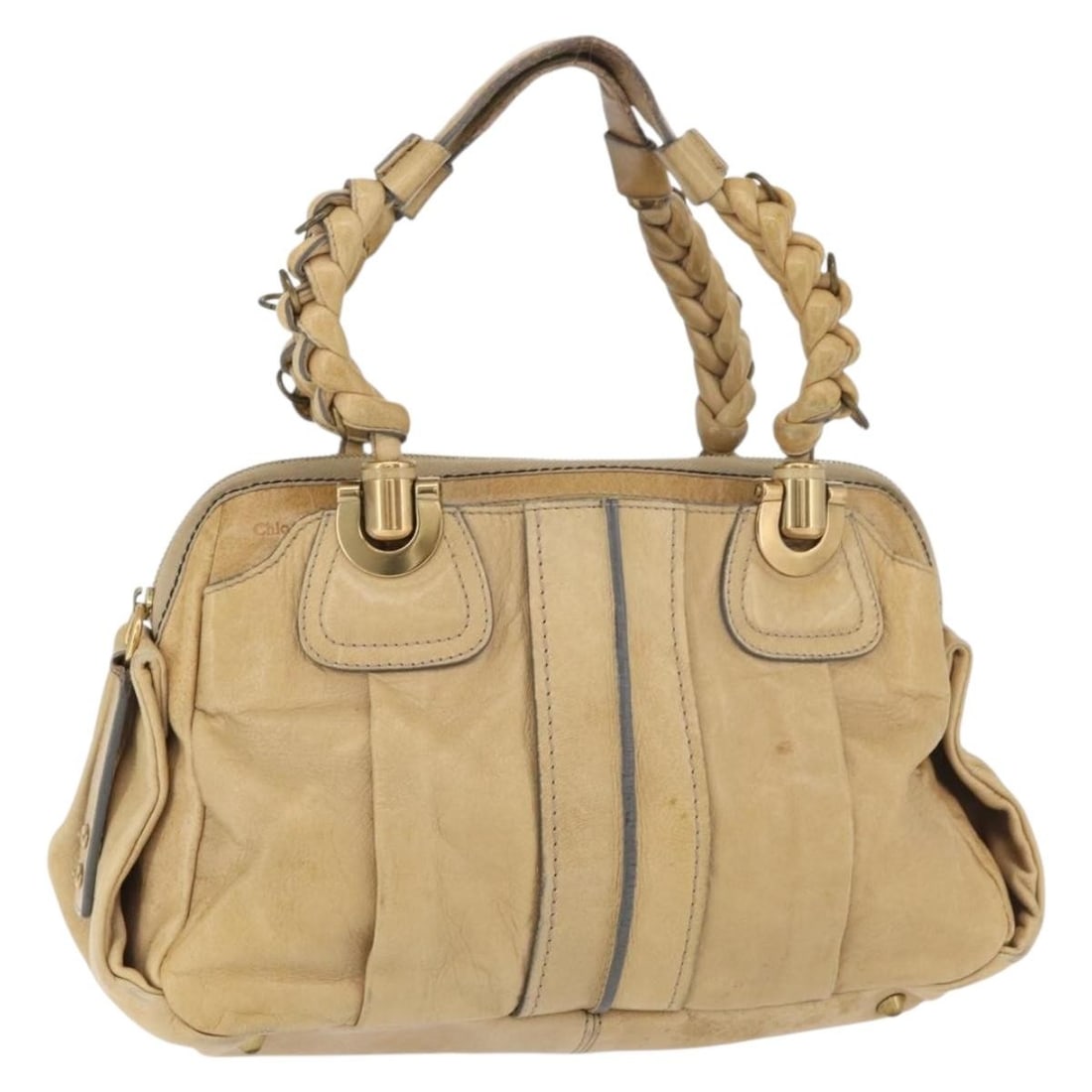 Chloe beige gold leather women handbag Italy 12.6 inch (1 of 18)
