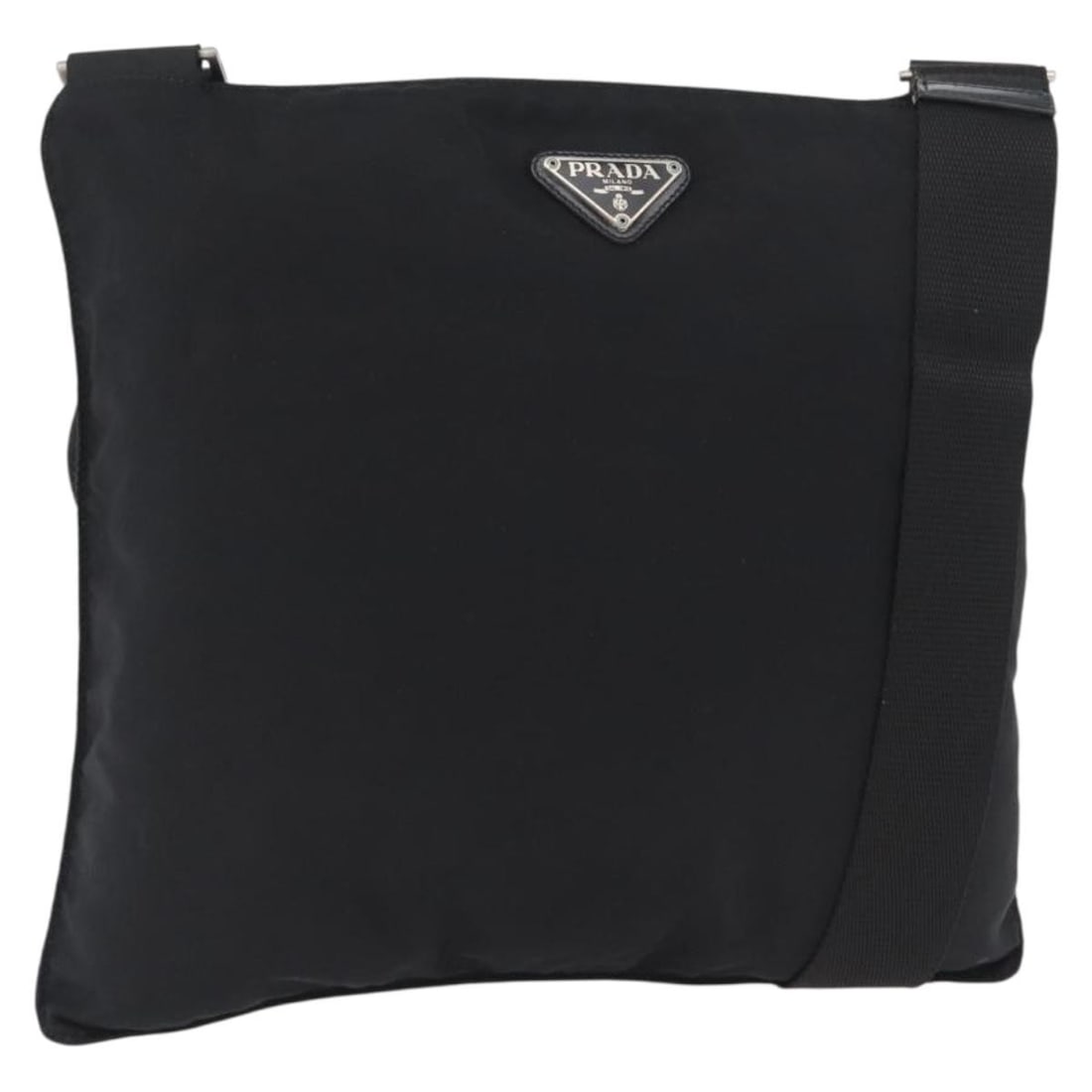 Prada Black Nylon Women Shoulder Bag Silver Tone Italy: Prada Black Nylon Women Shoulder Bag Silver Tone Italy This PRADA shoulder bag is crafted from black nylon with silver-tone accents, offering a versatile and lightweight design. Made in Italy, the bag