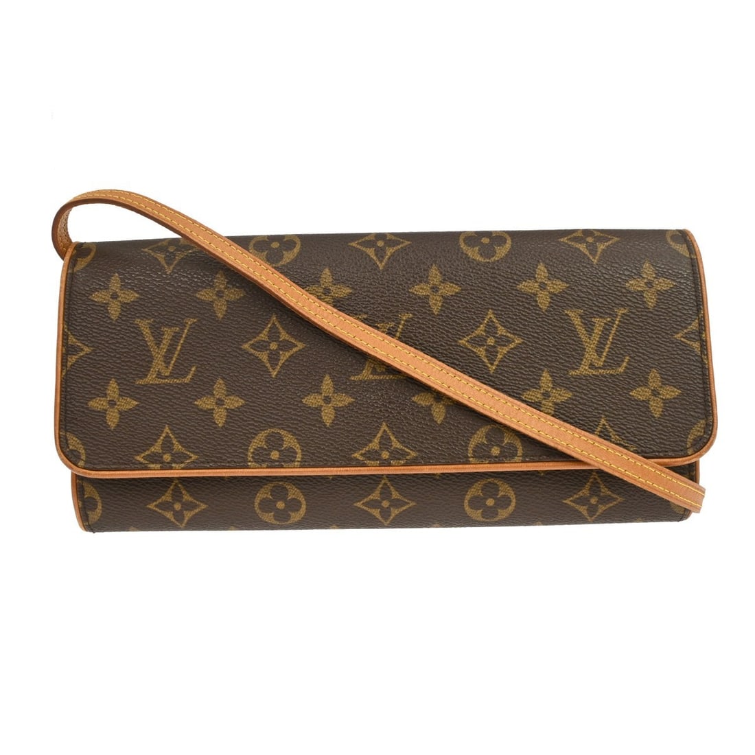 Louis Vuitton Twin Monogram Canvas Brown Shoulder Bag: Louis Vuitton Twin Monogram Canvas Brown Shoulder Bag This Louis Vuitton Twin Handbag features the iconic monogram canvas in brown, designed for women. Crafted in France, the bag shows visible signs o