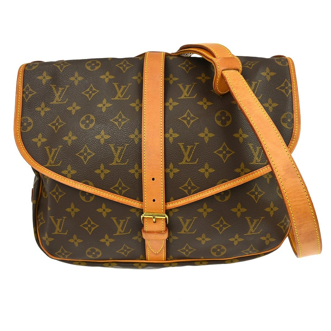 Louis Vuitton Saumur 35 Monogram Canvas Crossbody Bag: Louis Vuitton Saumur 35 Monogram Canvas Crossbody Bag This Louis Vuitton Saumur 35 messenger shoulder bag features the iconic monogram canvas leather exterior with brown leather trim and a crossbody s