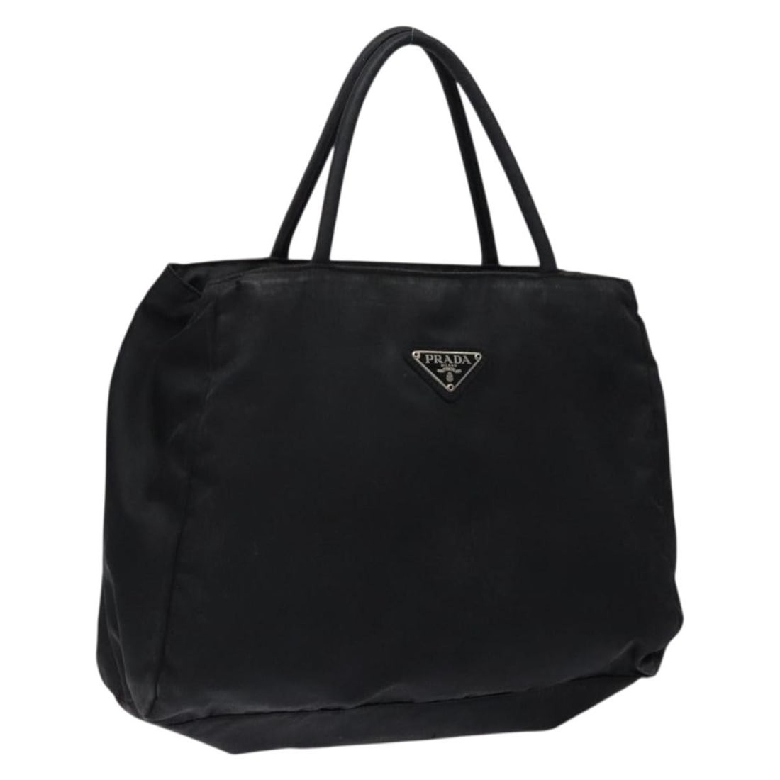 PRADA Black Nylon Hand Bag Made in Italy with 5.1 Inch Handle Drop: PRADA Black Nylon Hand Bag Made in Italy with 5.1 Inch Handle Drop This authentic PRADA hand bag is crafted from durable black nylon, showcasing a classic design that complements any outfit. Made in I