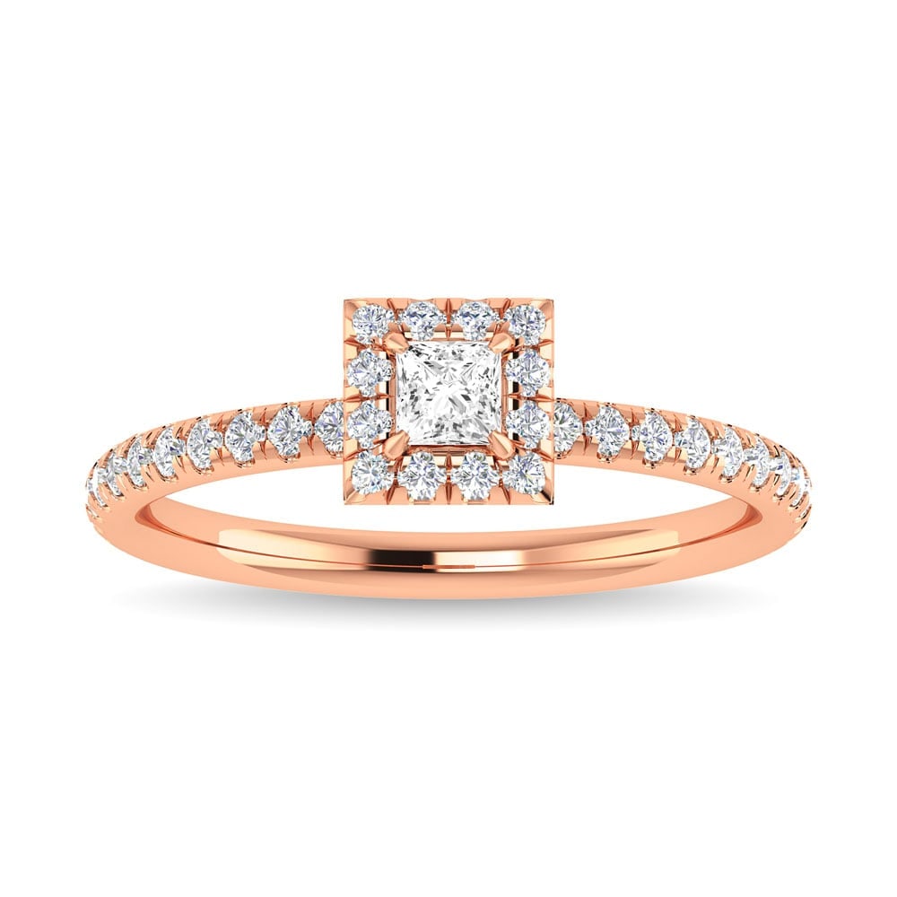 Diamond 3/4 Ct.Tw. Princess Cut Engagement Ring in 14K Rose Gold: Diamond 3/4 Ct.Tw. Princess Cut Engagement Ring in 14K Rose Gold Diamond 3/4 Ct.Tw. Princess Cut Engagement Ring in 14K Rose Gold 14k Rose Gold Stone Color: G-h Stone Clarity: I1 Each ring is presente