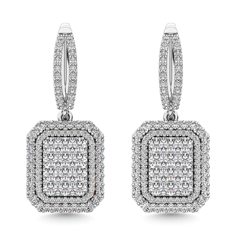 Diamond 2 1/5 Ct.Tw. Dangler Earring in 14K White Gold: Diamond 2 1/5 Ct.Tw. Dangler Earring in 14K White Gold 14k White Gold Stone Clarity: Si2 This item may take 2-5 weeks for shipping.PLEASE BE FULLY AWARE: The items in this auction are rated with a con