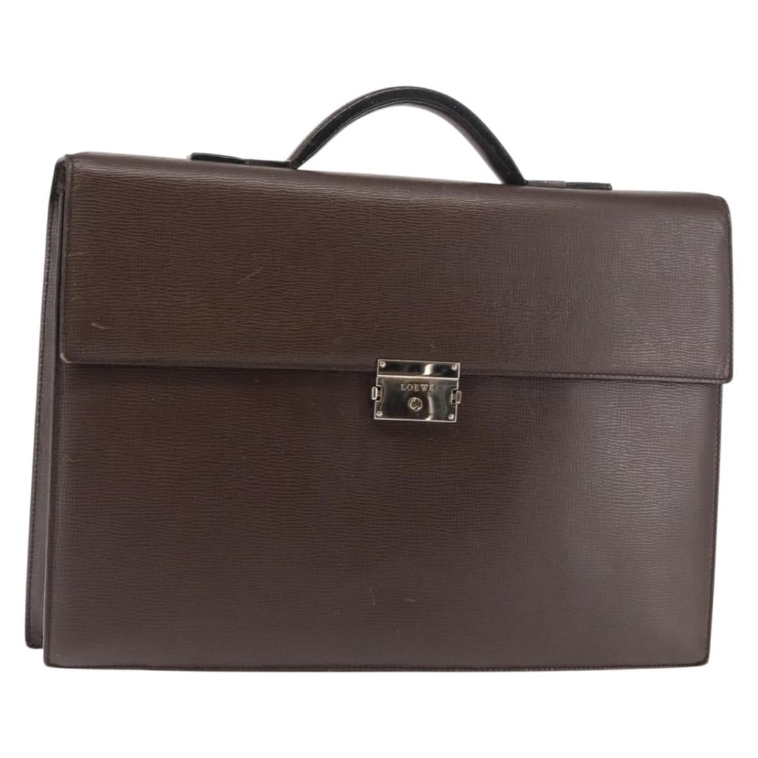 LOEWE Dark Brown Leather Briefcase Made in Spain Authentic: LOEWE Dark Brown Leather Briefcase Made in Spain Authentic This authentic LOEWE briefcase is crafted from high-quality dark brown leather, showcasing the brand's renowned craftsmanship. Designed for f