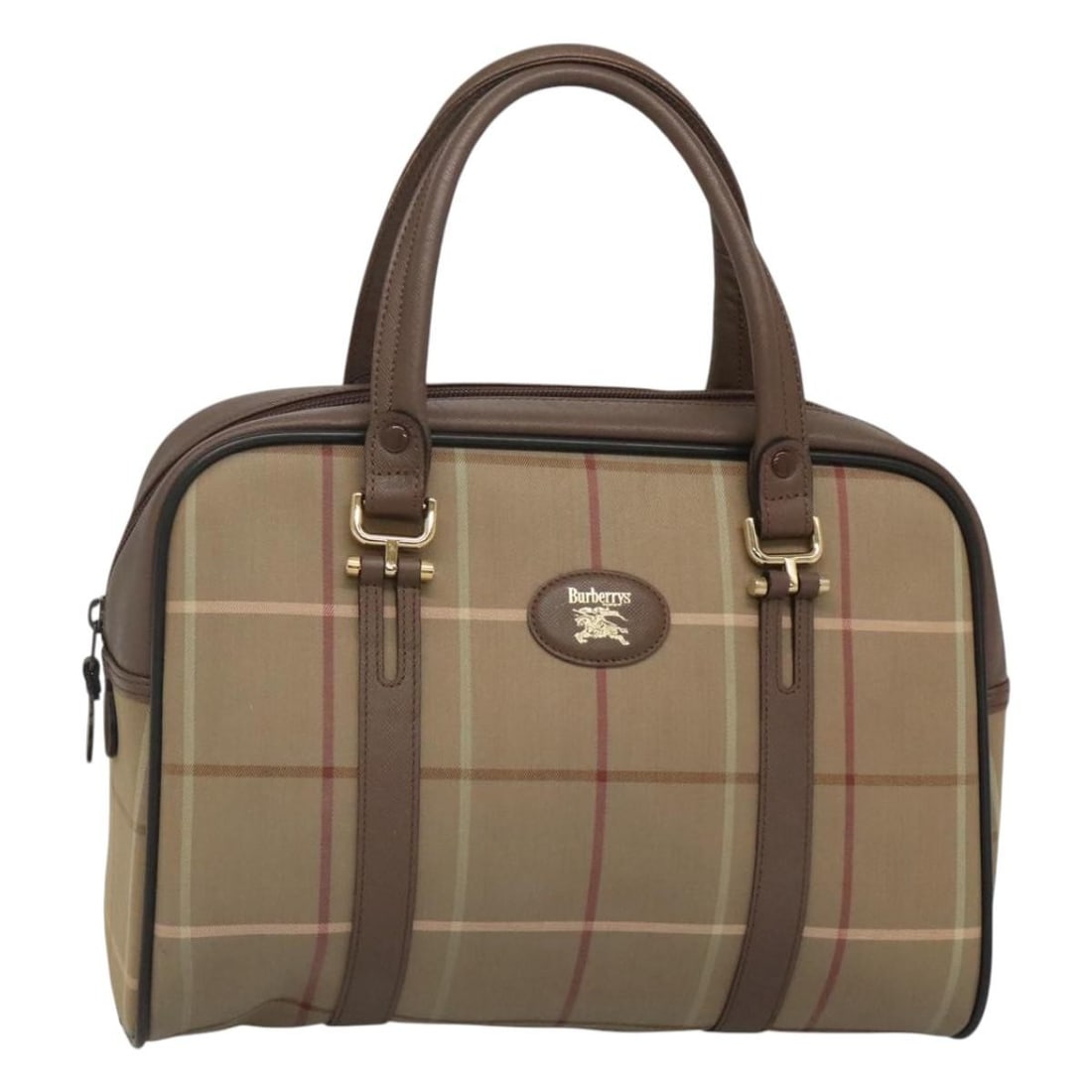 Burberrys brown gold canvas handbag Italy 12.2 inch: Burberrys brown gold canvas handbag Italy 12.2 inch This Burberrys handbag features a brown and gold canvas exterior with gold-tone accents. Designed for women, it offers a classic handbag style with 