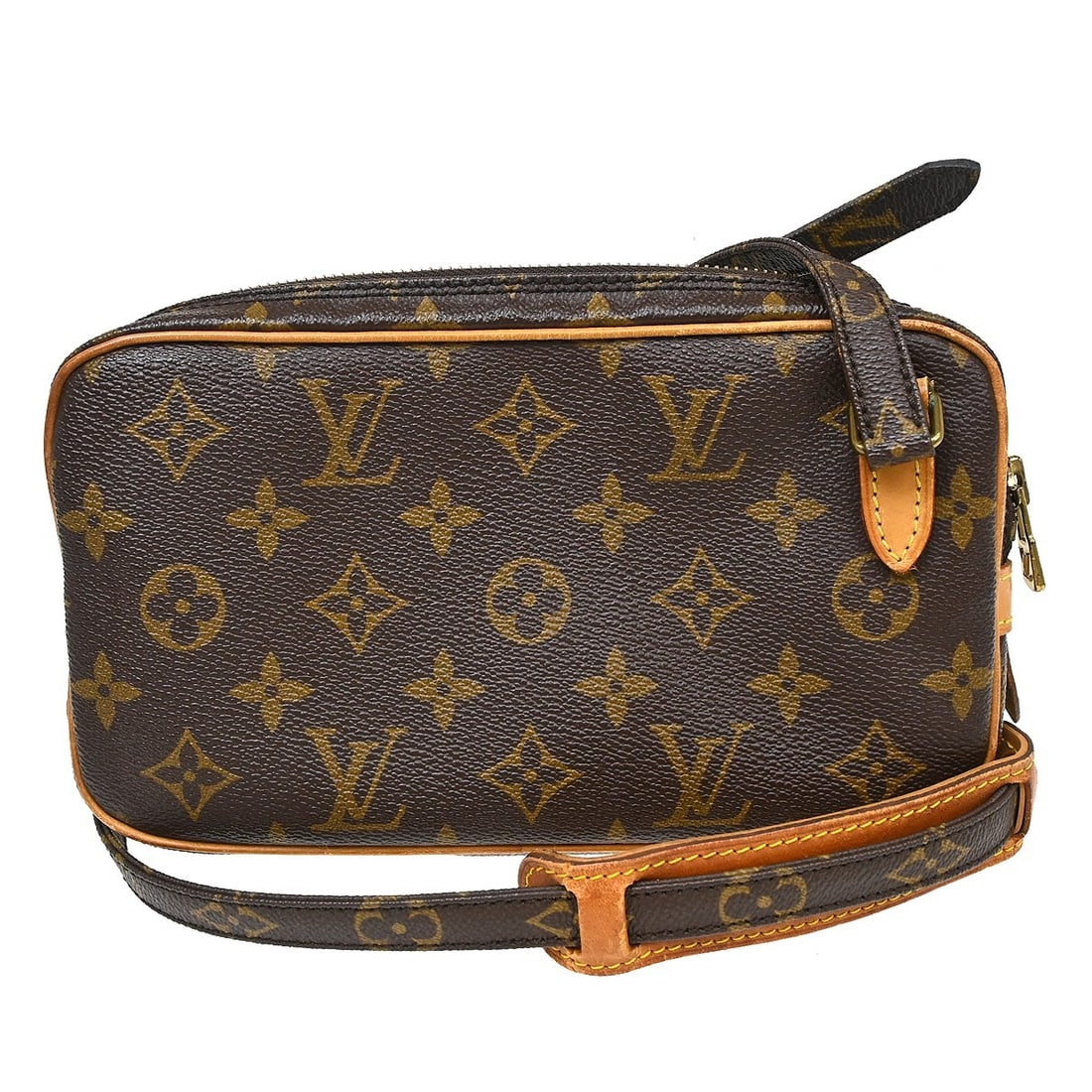Louis Vuitton Marly Monogram Mini Crossbody Bag M51828: Louis Vuitton Marly Monogram Mini Crossbody Bag M51828 This Louis Vuitton Marly Bandouliere shoulder bag features the iconic monogram pattern and a classic brown leather exterior. Designed in a mini s