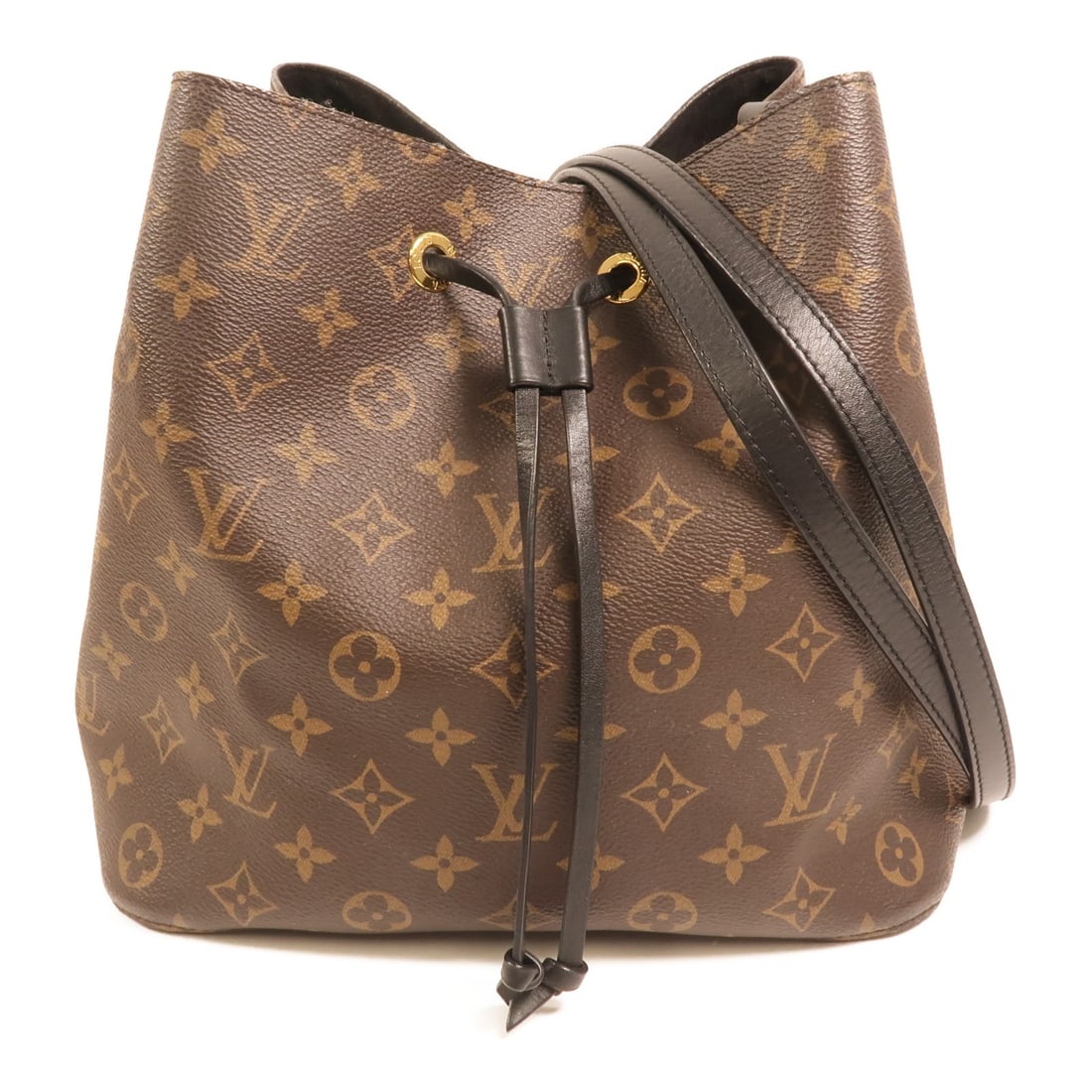 Louis Vuitton Neo Noe MM Monogram Brown Shoulder Bag with Gold Hardware: Louis Vuitton Neo Noe MM Monogram Brown Shoulder Bag with Gold Hardware This Louis Vuitton Neo Noe MM is a stylish shoulder bag crafted from brown PVC coated canvas with a monogram pattern. Designed f