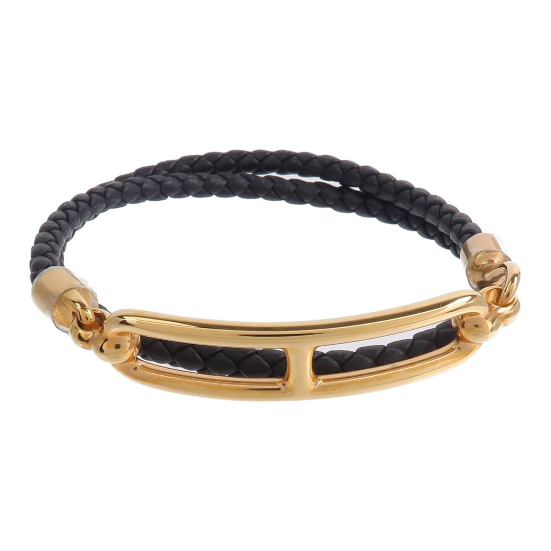 Hermes Roulis Double Tour Black Swift Leather Bracelet GHW: Hermes Roulis Double Tour Black Swift Leather Bracelet GHW This Hermes Roulis Double Tour bracelet features premium black calfskin leather, offering a sophisticated and stylish accessory for women. Th