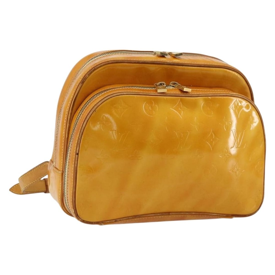 Louis Vuitton Marley Monogram Vernis Yellow Backpack M91040: Louis Vuitton Marley Monogram Vernis Yellow Backpack M91040 This Louis Vuitton Monogram Vernis Marley backpack features a vibrant yellow patent leather exterior and is designed for women. The backpack