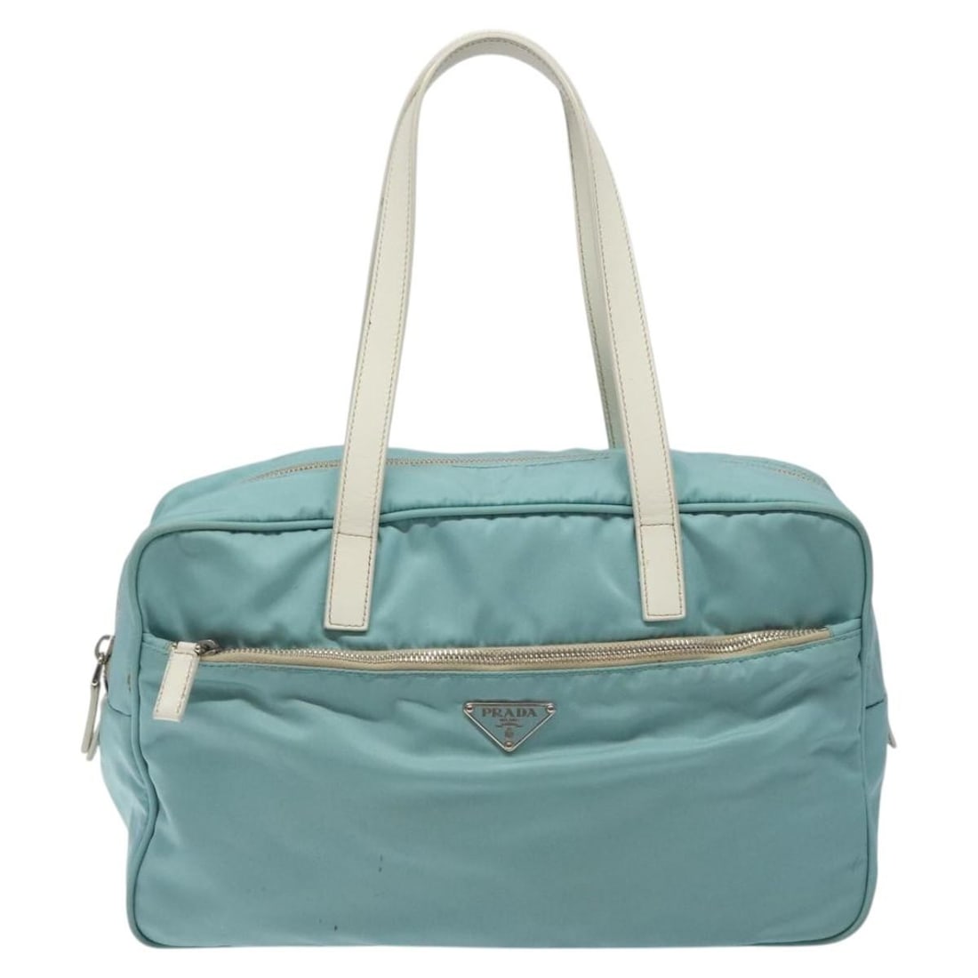 Prada Tessuto Blue Nylon Vintage Tote: Prada Tessuto Blue Nylon Vintage Tote This Prada vintage handbag features a classic blue nylon exterior with leather accents. Designed for women, it offers a spacious main compartment and practical di