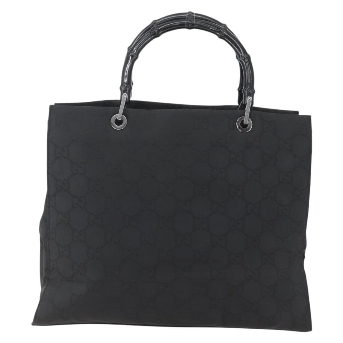 Gucci Vintage Bamboo Handle Black Nylon Tote: Gucci Vintage Bamboo Handle Black Nylon Tote This Gucci Vintage Bamboo Handle Tote features the iconic bamboo handles and is crafted from black GG nylon. Designed for women, this Italian-made tote off