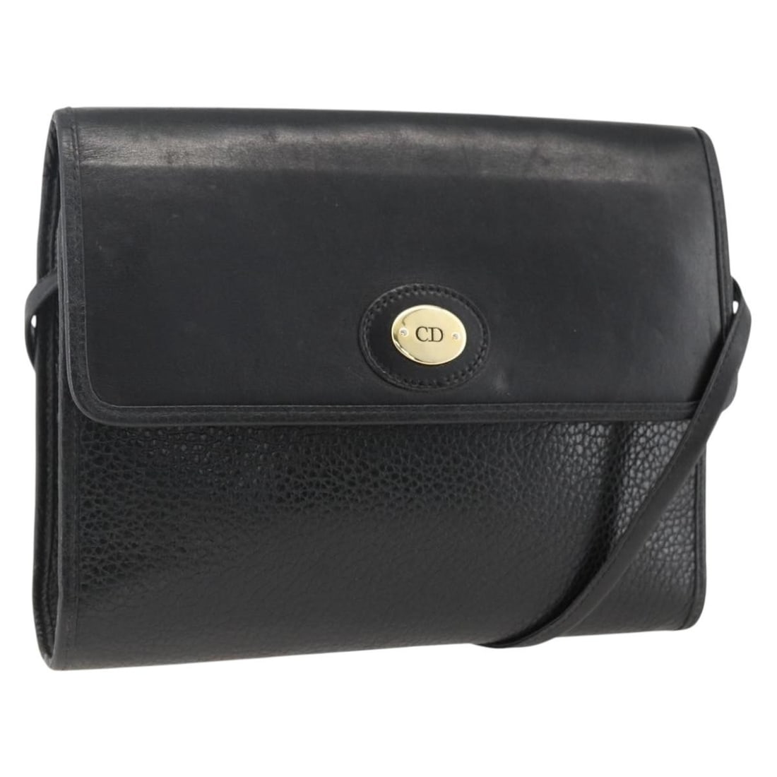 Christian Dior Black Leather Shoulder Bag with Gold Accents for Women: Christian Dior Black Leather Shoulder Bag with Gold Accents for Women This Christian Dior women's shoulder bag features a black and gold leather exterior. The bag is crafted in France and is designed 