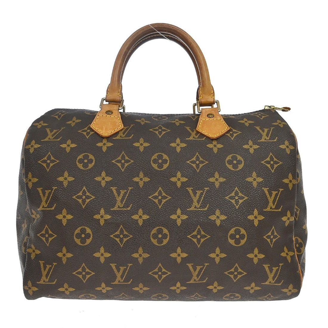 Louis Vuitton Speedy 30 Monogram Canvas Satchel Handbag: Louis Vuitton Speedy 30 Monogram Canvas Satchel Handbag This Louis Vuitton Speedy 30 handbag features the iconic monogram canvas design with beige leather double handles. The satchel/top handle style 