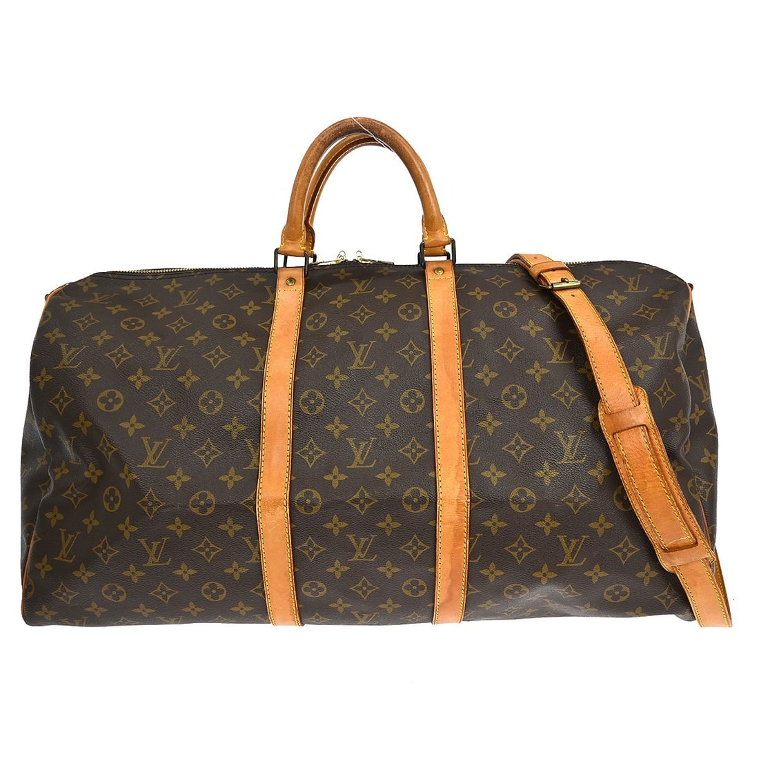 Louis Vuitton Keepall Bandouliere Monogram Canvas Travel Bag: Louis Vuitton Keepall Bandouliere Monogram Canvas Travel Bag This Louis Vuitton Keepall Bandouliere Bag features the iconic Monogram Canvas in brown, designed for unisex use. The bag is crafted from d