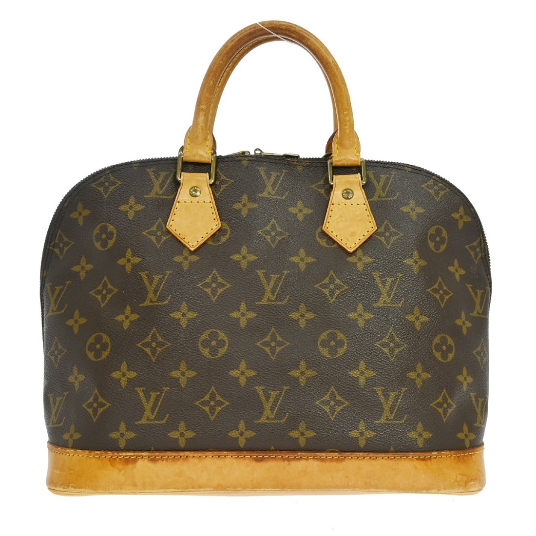 Louis Vuitton Monogram Alma Brown Canvas Handbag M51130: Louis Vuitton Monogram Alma Brown Canvas Handbag M51130 This Louis Vuitton Alma handbag features the signature Monogram canvas with beige double handles and a zip closure. Designed in a medium size, i