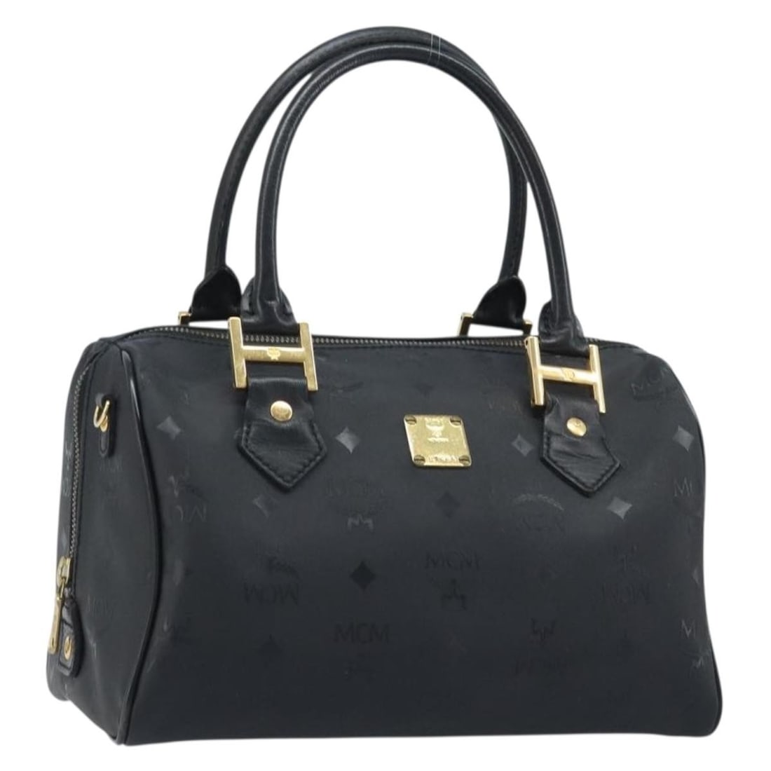 MCM Vicetos Black and Gold PVC Leather Handbag for Women: MCM Vicetos Black and Gold PVC Leather Handbag for Women This MCM Logogram Vicetos handbag is crafted from black and gold PVC leather, offering a stylish and durable choice for everyday use. Designed 