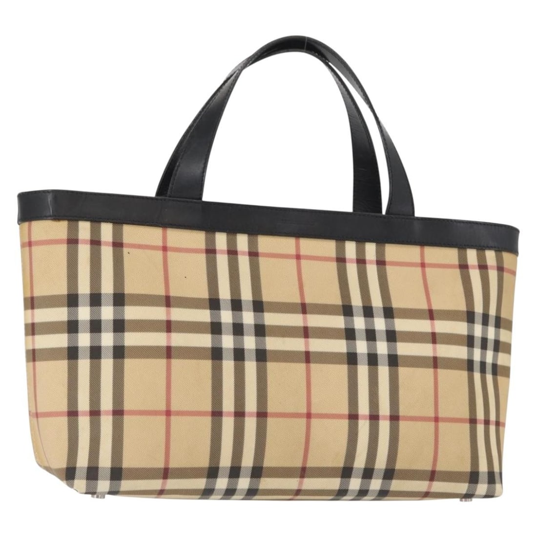 BURBERRY Nova Check Beige PVC Hand Bag Auth BA8803 Italy: BURBERRY Nova Check Beige PVC Hand Bag Auth BA8803 Italy This Burberry Nova Check Hand Bag showcases a classic design made from durable PVC leather in a sophisticated beige color. Measuring approximat