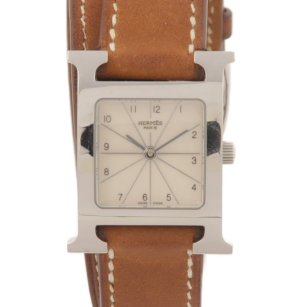 Hermes H Quartz Stainless Steel Silver Wristwatch (1 of 13)