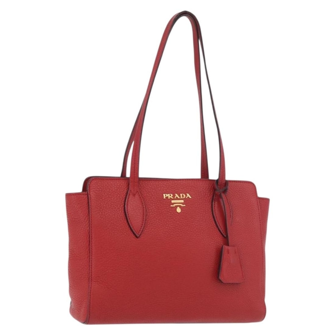 Prada Vittero red leather tote bag Romania repaired handle: Prada Vittero red leather tote bag Romania repaired handle This PRADA Vittero tote bag is crafted from red leather with gold-tone accents. Designed for women, the bag features a spacious interior and 