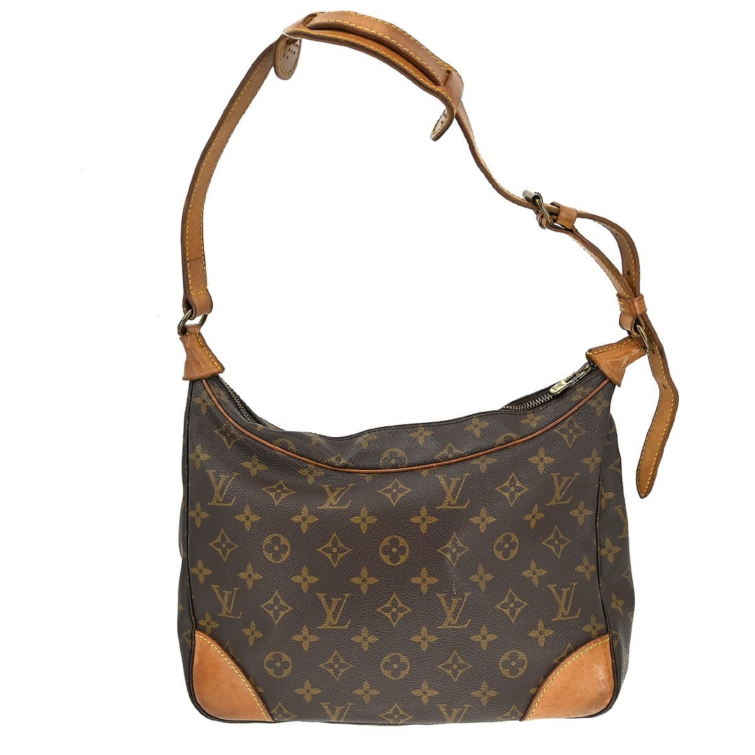 Louis Vuitton Boulogne 30 Monogram Leather Shoulder Bag: Louis Vuitton Boulogne 30 Monogram Leather Shoulder Bag This Louis Vuitton Monogram Boulogne 30 shoulder bag features the iconic monogram pattern on brown leather with beige leather handles and strap.