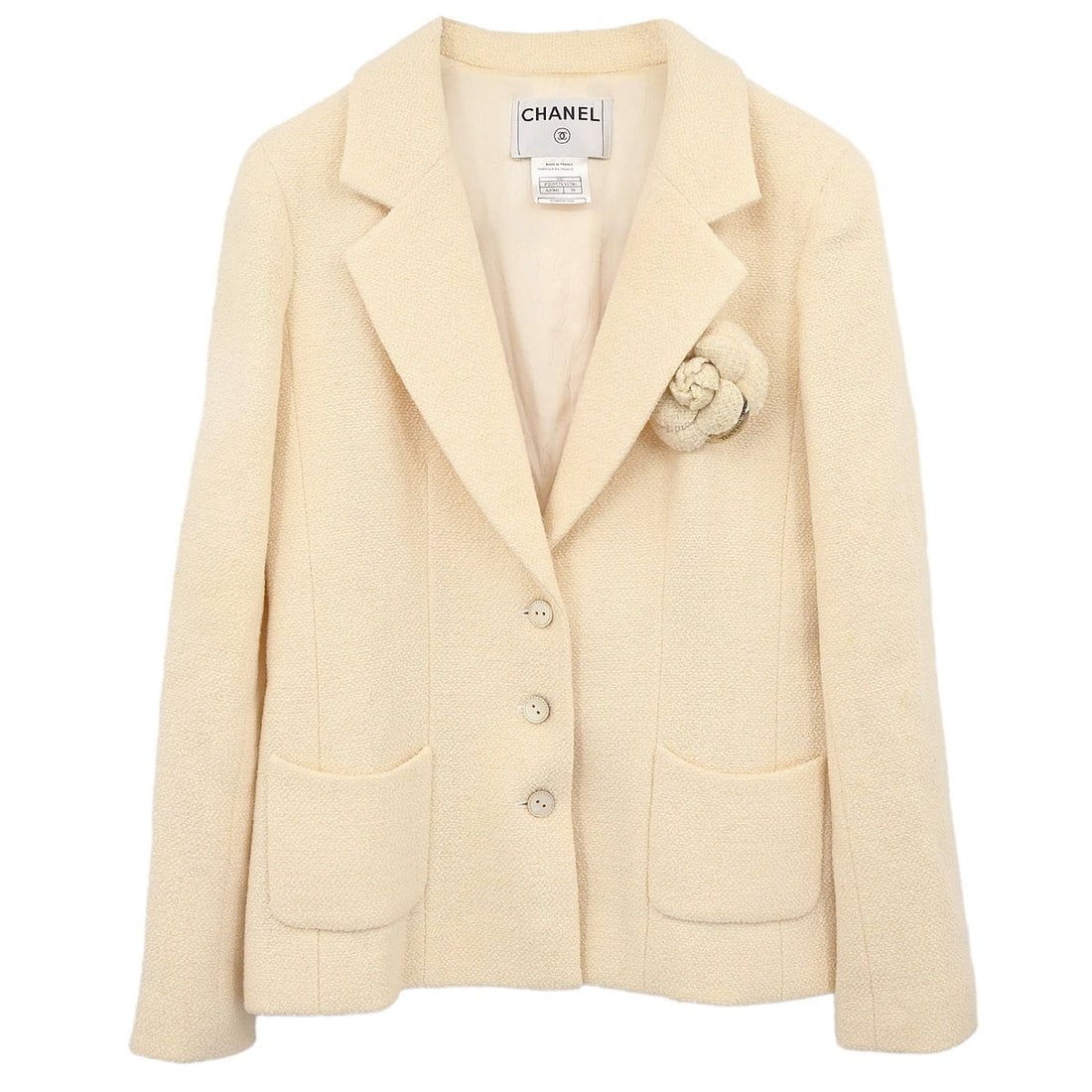 CHANEL white wool blend collared women s jacket size 38 (1 of 18)