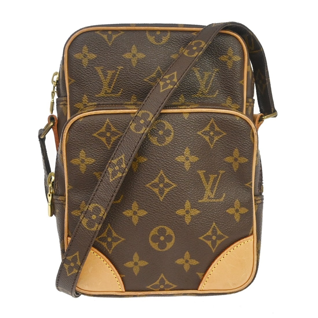 Louis Vuitton Amazone Monogram Canvas Crossbody Shoulder Bag: Louis Vuitton Amazone Monogram Canvas Crossbody Shoulder Bag This Louis Vuitton Amazon shoulder bag features the iconic monogram canvas design with brown leather accents. It is a medium-sized, vintage