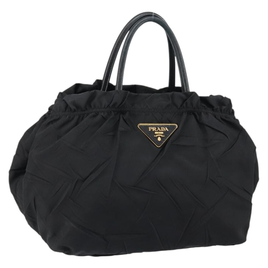 PRADA Black Gold Nylon Hand Bag Italy Auth BS30725: PRADA Black Gold Nylon Hand Bag Italy Auth BS30725 This authentic PRADA hand bag showcases a combination of nylon and leather in a striking black and gold color scheme. Crafted in Italy, this stylish 