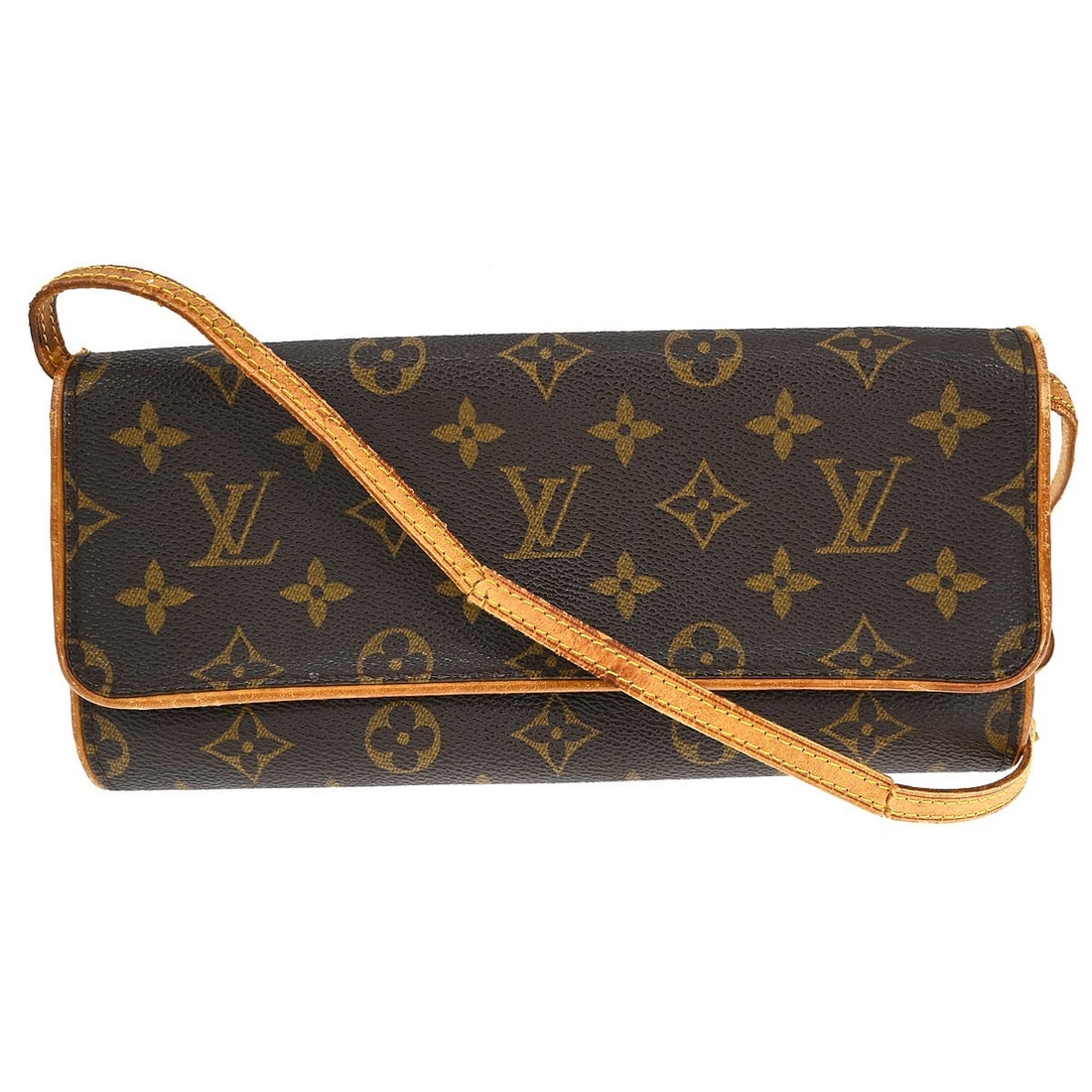 Louis Vuitton Monogram Canvas Pochette Twin GM Crossbody Bag: Louis Vuitton Monogram Canvas Pochette Twin GM Crossbody Bag This Louis Vuitton Pochette Twin GM crossbody bag features the iconic monogram canvas leather exterior with a brown color and a magnetic sn
