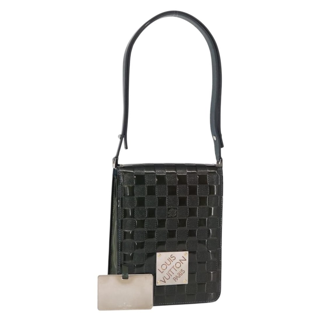 LOUIS VUITTON Damier Vernis Club Bag Green Petrol Blue M92128: LOUIS VUITTON Damier Vernis Club Bag Green Petrol Blue M92128 Elevate your style with the LOUIS VUITTON Damier Vernis Club Bag in Green Petrol Blue. This chic shoulder bag is crafted from high-quality
