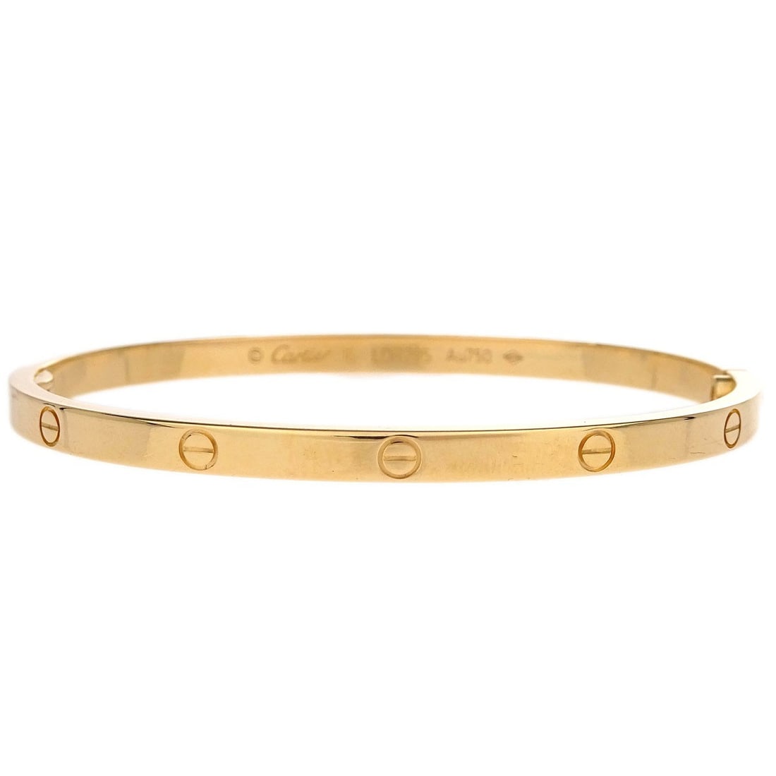 Cartier Love Bracelet Bangle Small LDR295 750 Gold: Cartier Love Bracelet Bangle Small LDR295 750 Gold This exquisite Cartier Love Bracelet is a classic piece that embodies timeless elegance. Crafted from high-quality 18k gold (Au750), this small bangl