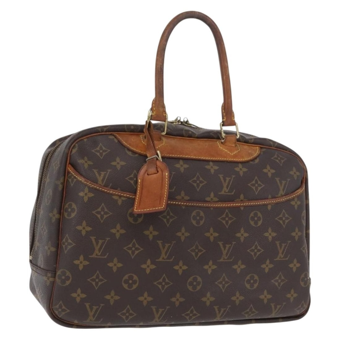 Louis Vuitton Deauville Monogram Canvas Handbag M47270 with Name Tag: Louis Vuitton Deauville Monogram Canvas Handbag M47270 with Name Tag This Louis Vuitton Monogram Deauville Hand Bag, model M47270, features the iconic monogram canvas and is designed for women. Made i