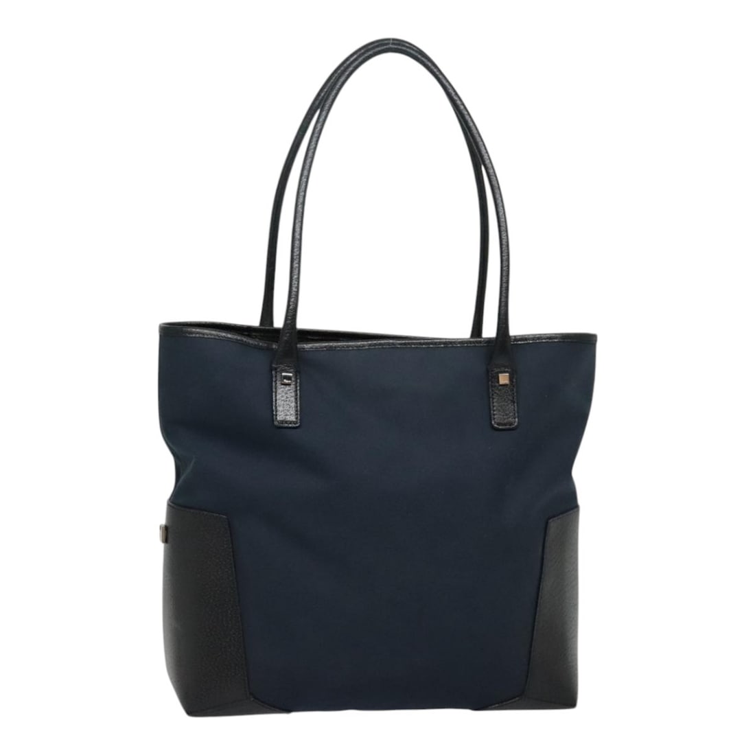 Salvatore Ferragamo Navy Canvas Women's Tote Handbag Silver Accents Italy: Salvatore Ferragamo Navy Canvas Women's Tote Handbag Silver Accents Italy This Salvatore Ferragamo tote bag features a navy and silver canvas exterior. Designed for women, the bag is made in Italy and