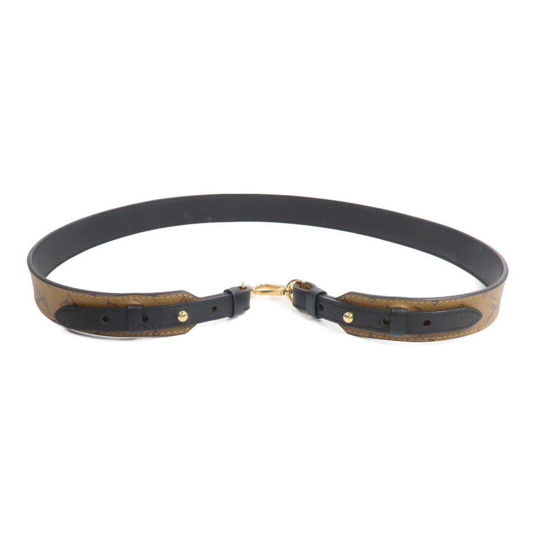 Louis Vuitton Monogram Reverse Brown Shoulder Strap GHW J02371: Louis Vuitton Monogram Reverse Brown Shoulder Strap GHW J02371 This Louis Vuitton Bandouliere shoulder strap features the iconic Monogram Reverse design in brown PVC coated canvas. Designed for unisex