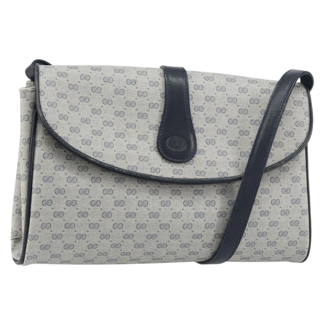 GUCCI Micro GG Supreme Shoulder Bag PVC Navy Gold 004 14 1923 Auth: GUCCI Micro GG Supreme Shoulder Bag PVC Navy Gold 004 14 1923 Auth This GUCCI Micro GG Supreme Shoulder Bag is a stylish accessory crafted in Italy. Made from durable PVC leather with a classic Navy a